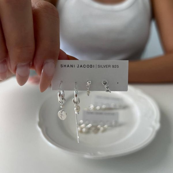 Flower Earrings Set - 925 Sterling Silver