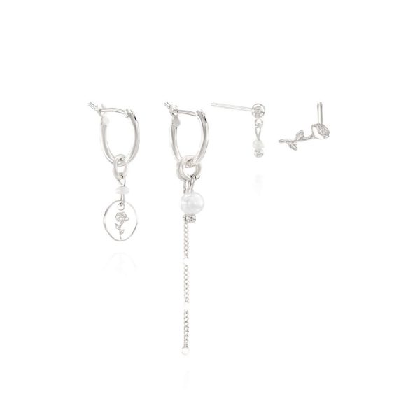 Flower Earrings Set - 925 Sterling Silver