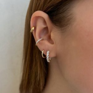 Kendall Earrings featuring sparkly hoops with crystals, showcasing style and elegance.