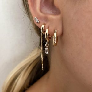 Miley Earring Set featuring a chic hoop design with crystal statement stud for added elegance.