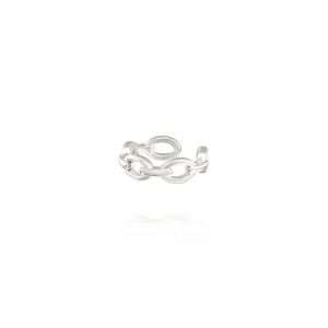 Romano Monkey Ear Cuff, a stylish silver chain ear cuff that clips on without piercing for effortless chic.